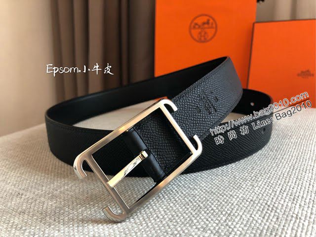 HERMES高端男士皮帶 愛馬仕SOCIETY 32 REVERSIBLE BELT金屬扣雙面用腰帶  jjp1109